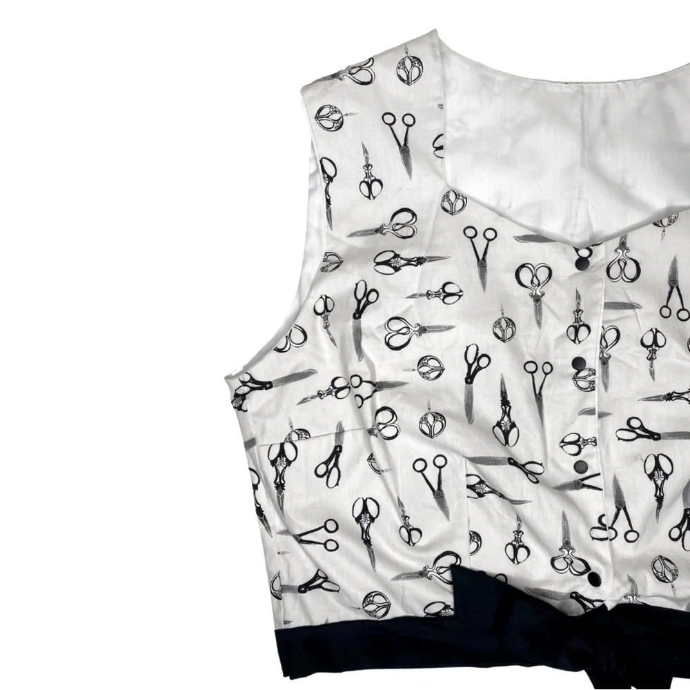 Hemet Stylist at Heart Scissor Top Pin-Up Novelty Print Sz 3x NWT - Picture 4 of 10